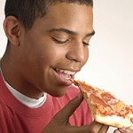 Photo: Eating pizza