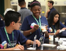 Students participate in the "Cooking with Bacteria" class in the Foran Building.