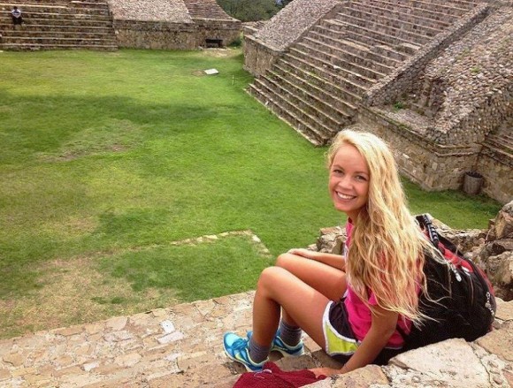 Katie Fudacz at Monte Albán, a large pre-Columbian archaeological site in the Santa Cruz Xoxocotlán Municipality in the southern Mexican state of Oaxaca.