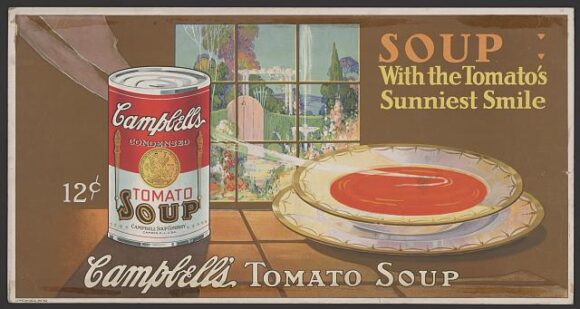 An old-fashioned color ad for Campbell's tomato soup from 1920.