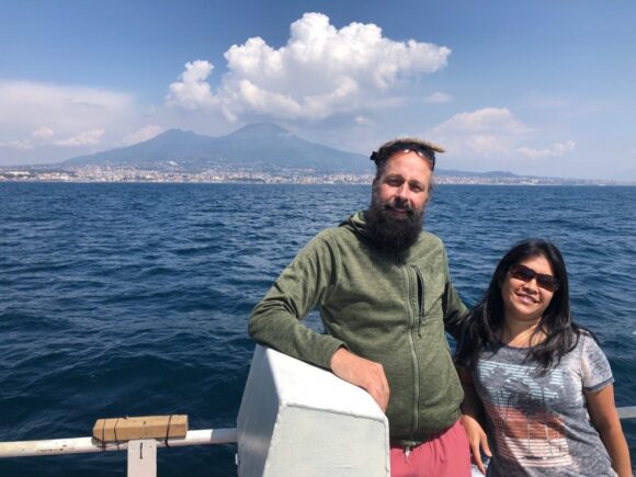 Two researchers on a boat