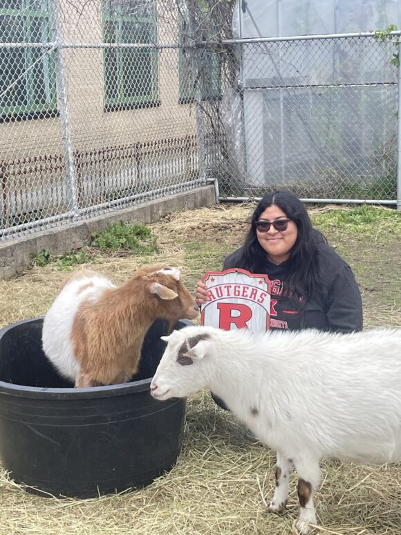 May 1st College Decision Day. Naydeline Navarrete committed to Rutgers University. Features the goats of her high school (Panda and Torpedo).