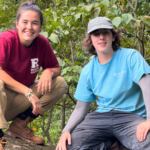 Two people pose for a picture together at the Rutgers Garden